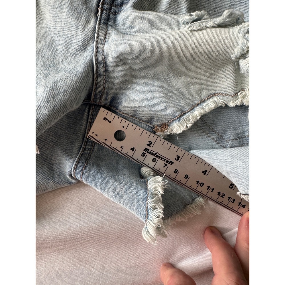 Bluenotes Womens Light Wash Distressed High Rise Shorty Shorts 6 Y2K Boho Summer - Picture 10 of 13